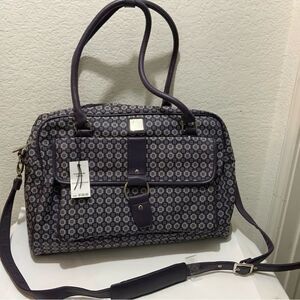 Nine & Company Nine West Purple Checkerboard duffle bag with 3 exterior pockets